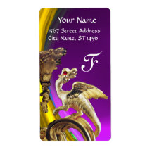 GOLDEN DRAGON PURPLE AMETHYST Monogram Custom Shipping Labels