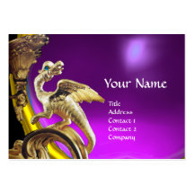 GOLDEN DRAGON PURPLE VIOLET AMETHYST Monogram Business Cards