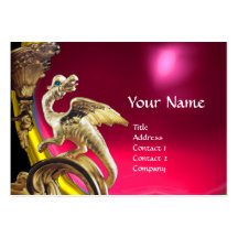 GOLDEN DRAGON RED FUCHSIA RUBY Monogram Business Card