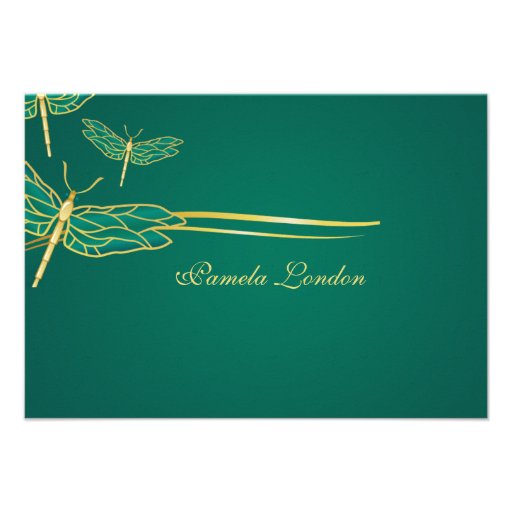 Golden Dragonflies Thank You Notes Personalized Announcements