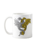 Golden eagle and silver dragon entwined coffee mugs