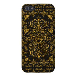 Golden Elegant Lace Heart Pattern iPhone 5 Case
