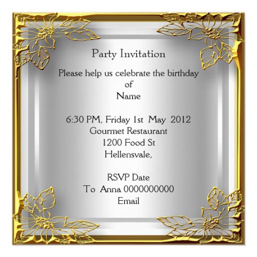 Golden Elephant Elite Elegant Birthday Party White Custom Announcement