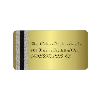 Golden Engraved Look Wedding Address Label