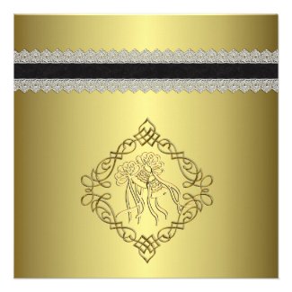 Golden Engraved Look Wedding Personalized Invite