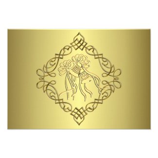Golden Engraved Look Wedding Personalized Invites