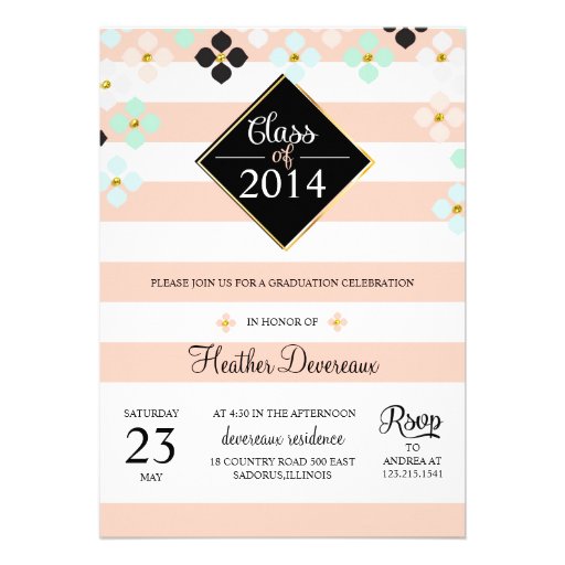 Golden Fake Glitter Senior Photo Graduation Custom Invitation