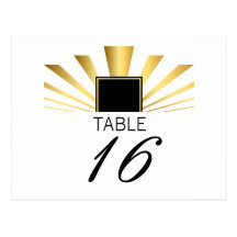 Golden Fan Art Deco Table Numbers Post Cards