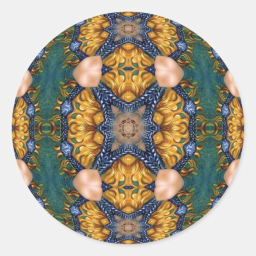 Golden Fire Blue Ropes Round Stickers