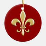 Golden Fleur De Lis Christmas Tree Ornaments