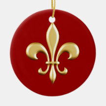 Golden Fleur De Lis Christmas Tree Ornaments