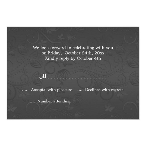 Golden floral black  RSVP Personalized Invitations