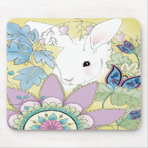 Golden Floral Bunny Mouse Pad mousepads by artology Golden Floral Bunny Mouse Pad mousepads