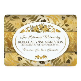 Golden Floral Oval Custom In Memory Thank You Card