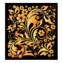 golden floral pattern posters