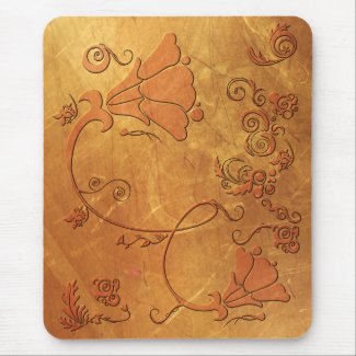 Golden Floral (red finish) Mouse Pad