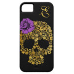 Golden Floral Skull With Rose | iPhone 5 Case