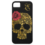 Golden Floral Skull With Rose | iPhone 5 Case