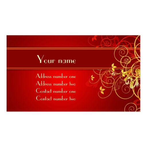 Golden florals profile card business card template