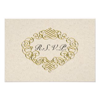 Golden Flourish Wedding RSVP Personalized Announcement