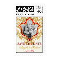 Golden Flourishes Photo Save the Date Postage