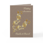Golden flowers Wedding Invitation Card
