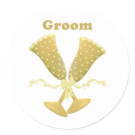Golden Flutes Groom Gift Round Sticker