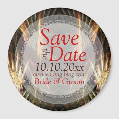 Golden Fractal Art Save the Date Magnet magnet