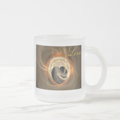 Golden Fractal Heart with Love Mug
