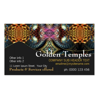 Golden Fractal Temple Art Business Card
