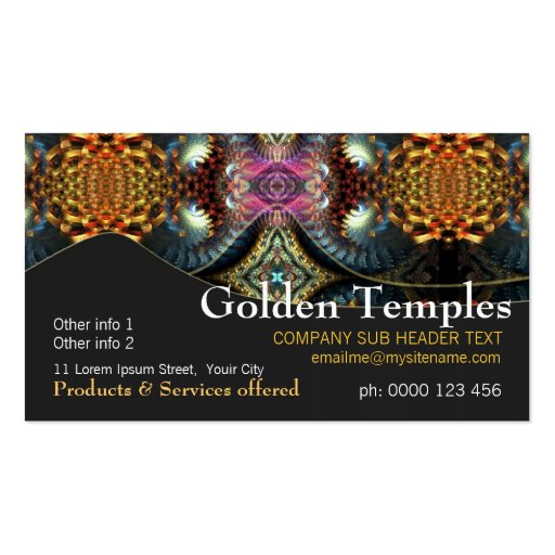 Golden Fractal Temple Art Business Card (front side)