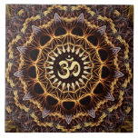 Golden Fractal Weave Aum  Ceramic Tile