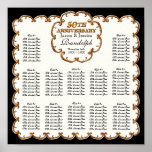 Golden French Swirl 50th Reception Seating Chart Posters