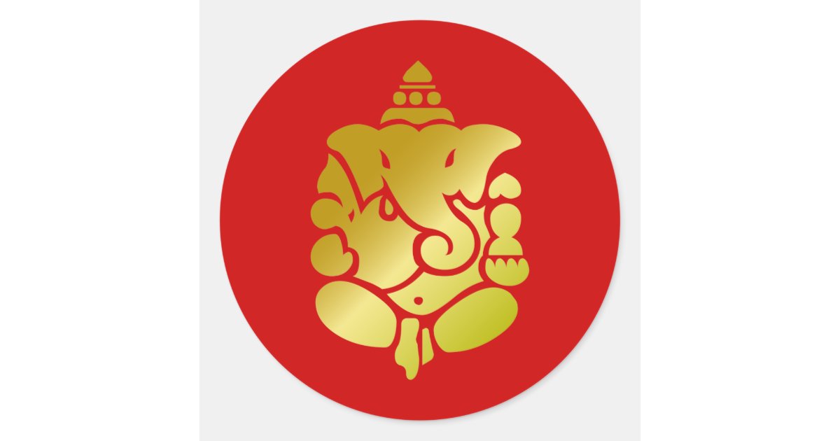 Golden Ganesha Classic Round Sticker Zazzle