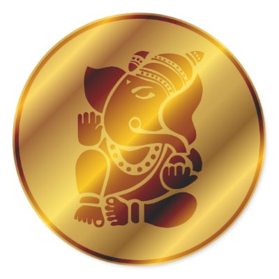 Golden Ganesha Design Stickers