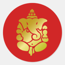 Golden Ganesha Round Sticker