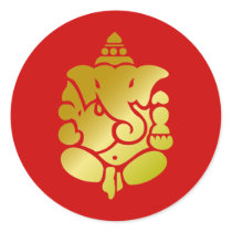 Golden Ganesha Round Sticker