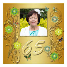 Golden Garden 65th Birthday party invitation