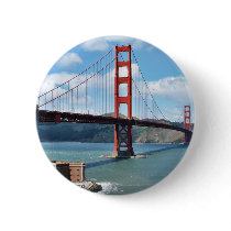 Golden Gate Bridge And Fort Point In San Francisco Pinback Button