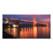 Golden Gate Bridge at Night Custom Photo Card