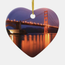 Golden Gate Bridge at Night Christmas Tree Ornaments