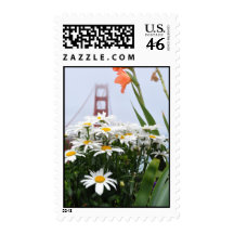 Golden Gate Bridge behind daisies Postage