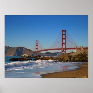 Golden Gate Bridge close up from Baker Beach