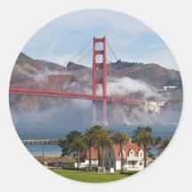 Golden Gate Bridge Coast Guard Station Round Sticker
