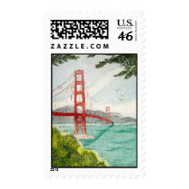 Golden Gate Bridge, Etching by Elizabeth Kavaler postage