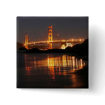 Golden Gate bridge from Barker Beach Pinback Button