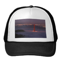 Golden Gate Covered in Fog Mesh Hats