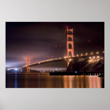 Golden Gate Night Gold 0108 by Buck Cash Poster