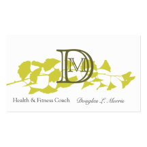 Golden  Ginkgo Custom Monogram Business Card Template