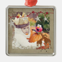 Golden Giraffes  Starry Night Photo Ornament
